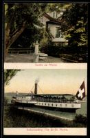 AK Erlach, Île de St. Pierre, Jardin de l`Hôtel, Débarcadère